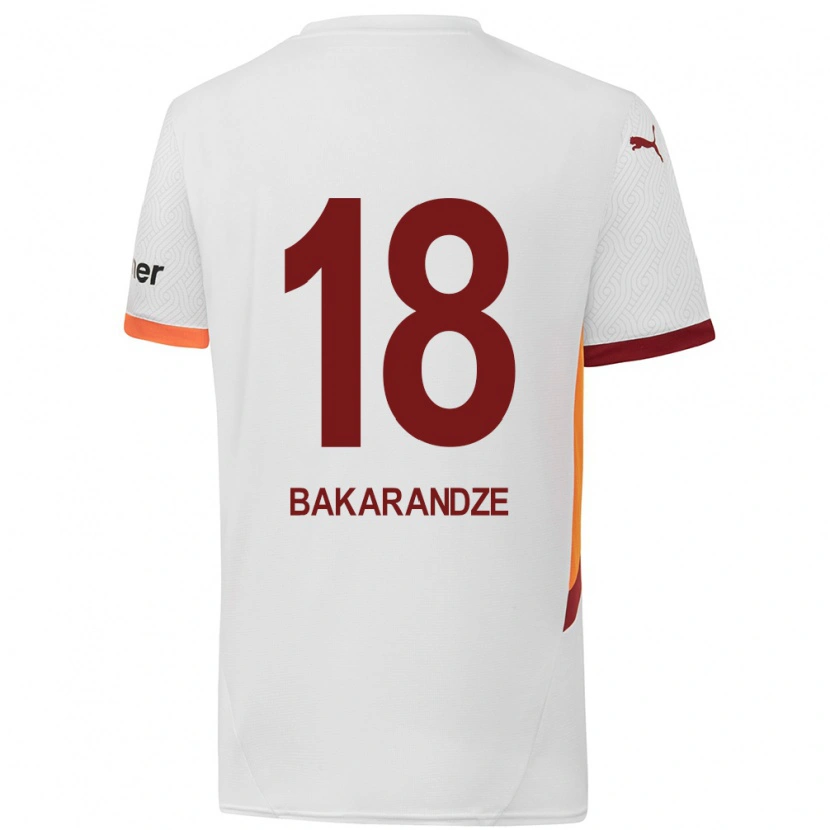 Danxen Męski Kristina Bakarandze #18 Biały Żółty Czerwony Wyjazdowa Koszulka 2024/25 Koszulki Klubowe