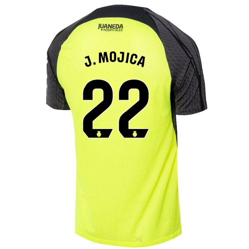 Danxen Męski Johan Mojica #22 Fluorescencyjny Zielony Czarny Wyjazdowa Koszulka 2024/25 Koszulki Klubowe