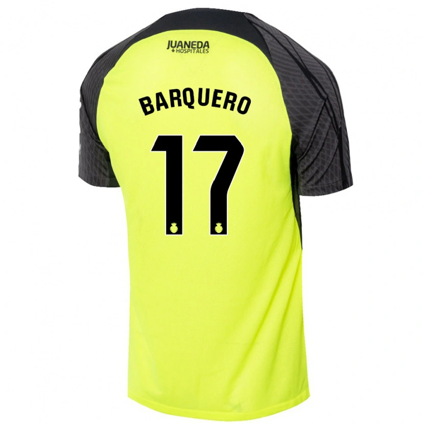 Danxen Męski Adrián Barquero #17 Fluorescencyjny Zielony Czarny Wyjazdowa Koszulka 2024/25 Koszulki Klubowe