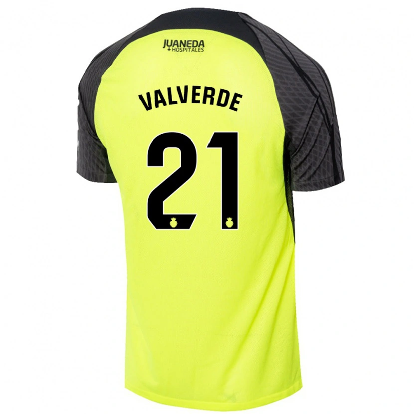 Danxen Męski David Valverde #21 Fluorescencyjny Zielony Czarny Wyjazdowa Koszulka 2024/25 Koszulki Klubowe