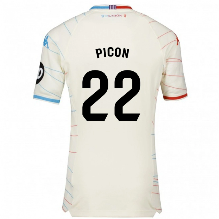 Danxen Męski Pablo Picón #22 Biały Czerwony Niebieski Wyjazdowa Koszulka 2024/25 Koszulki Klubowe