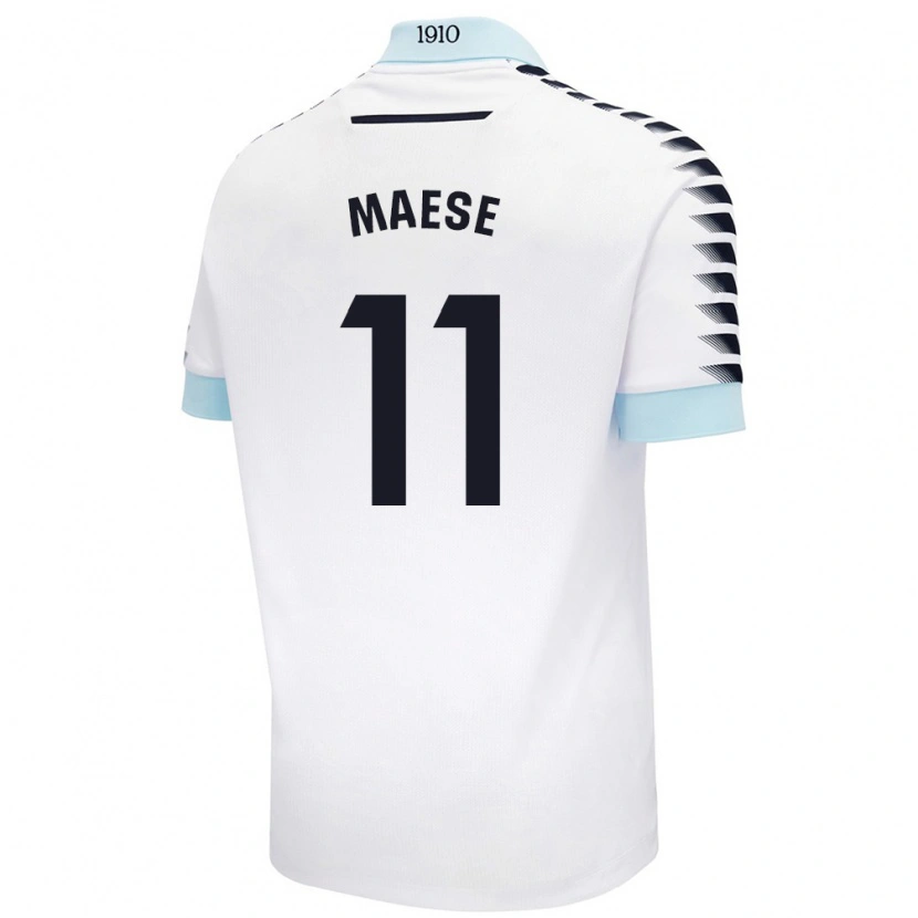 Danxen Męski María Del Carmen Maese Gaitán #11 Biały Niebieski Wyjazdowa Koszulka 2024/25 Koszulki Klubowe