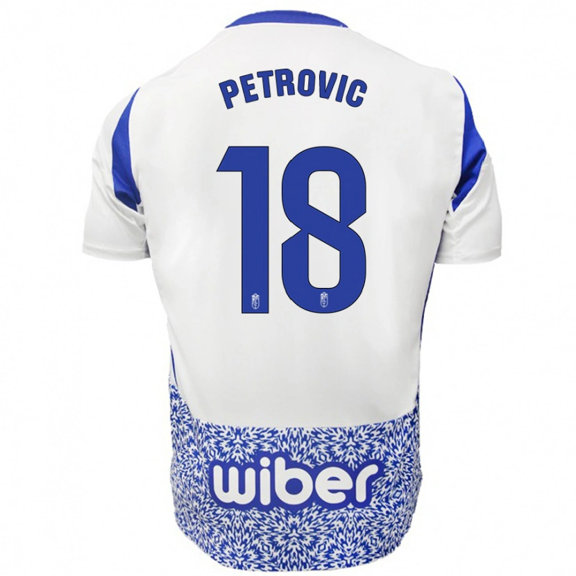 Danxen Męski Njegos Petrovic #18 Biały Niebieski Wyjazdowa Koszulka 2024/25 Koszulki Klubowe