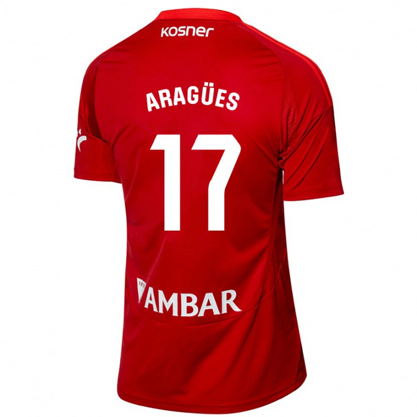 Danxen Męski Chema Aragües #17 Biały Niebieski Wyjazdowa Koszulka 2024/25 Koszulki Klubowe