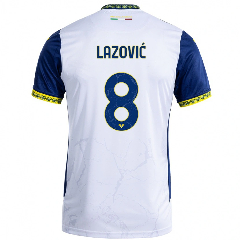Danxen Męski Darko Lazović #8 Biały Niebieski Wyjazdowa Koszulka 2024/25 Koszulki Klubowe