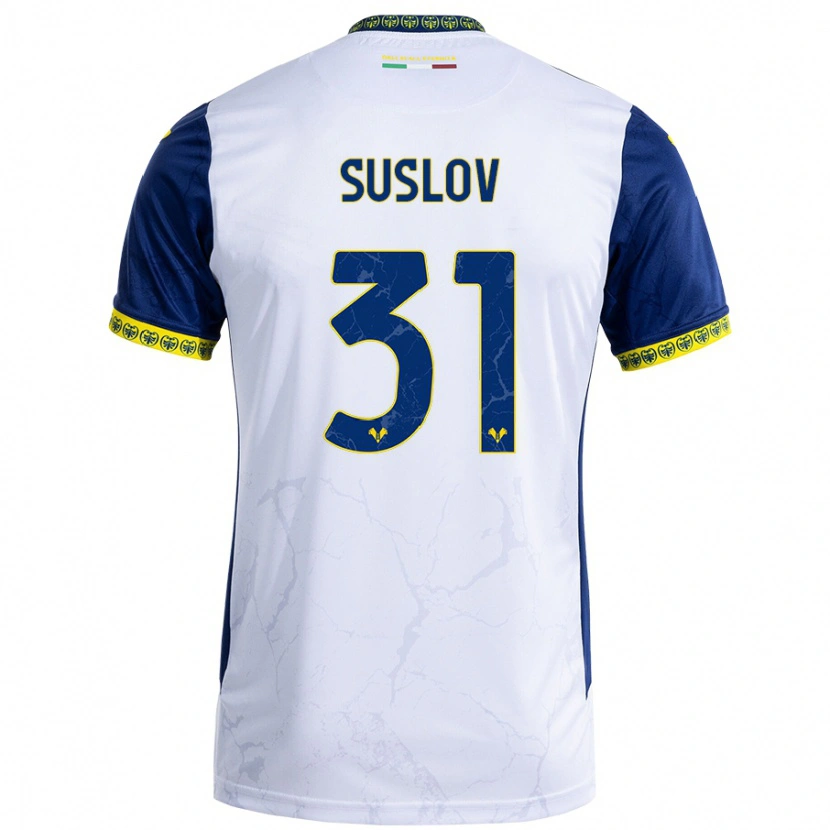 Danxen Męski Tomas Suslov #31 Biały Niebieski Wyjazdowa Koszulka 2024/25 Koszulki Klubowe