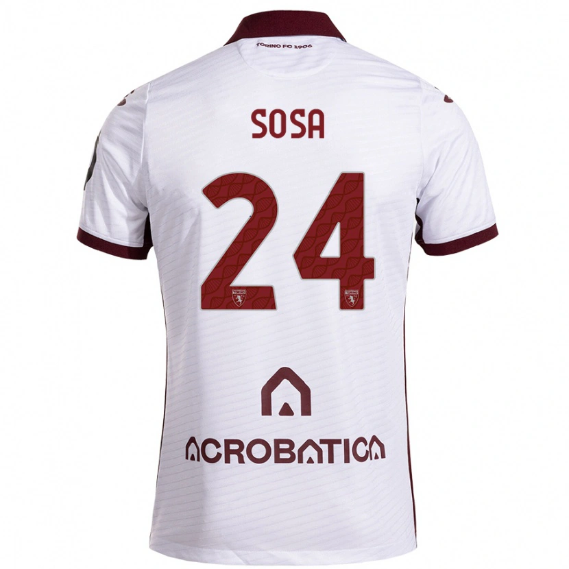 Danxen Męski Borna Sosa #24 Biały Kasztanowy Wyjazdowa Koszulka 2024/25 Koszulki Klubowe
