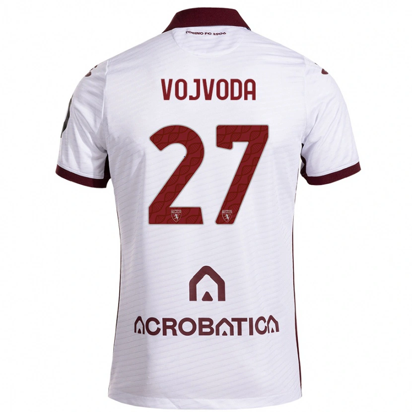 Danxen Męski Mërgim Vojvoda #27 Biały Kasztanowy Wyjazdowa Koszulka 2024/25 Koszulki Klubowe