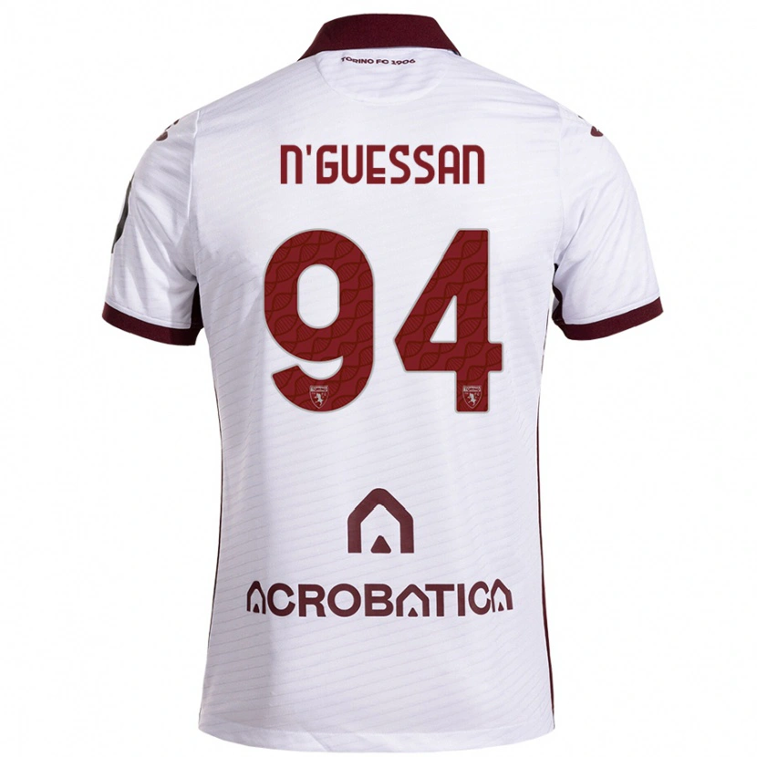 Danxen Męski Ange Caumenan N'guessan #94 Biały Kasztanowy Wyjazdowa Koszulka 2024/25 Koszulki Klubowe