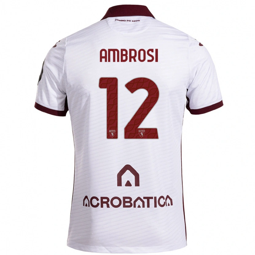 Danxen Męski Martina Ambrosi #12 Biały Kasztanowy Wyjazdowa Koszulka 2024/25 Koszulki Klubowe