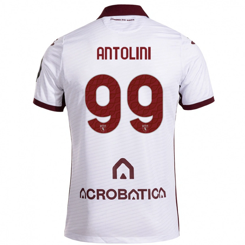 Danxen Męski Jacopo Antolini #99 Biały Kasztanowy Wyjazdowa Koszulka 2024/25 Koszulki Klubowe