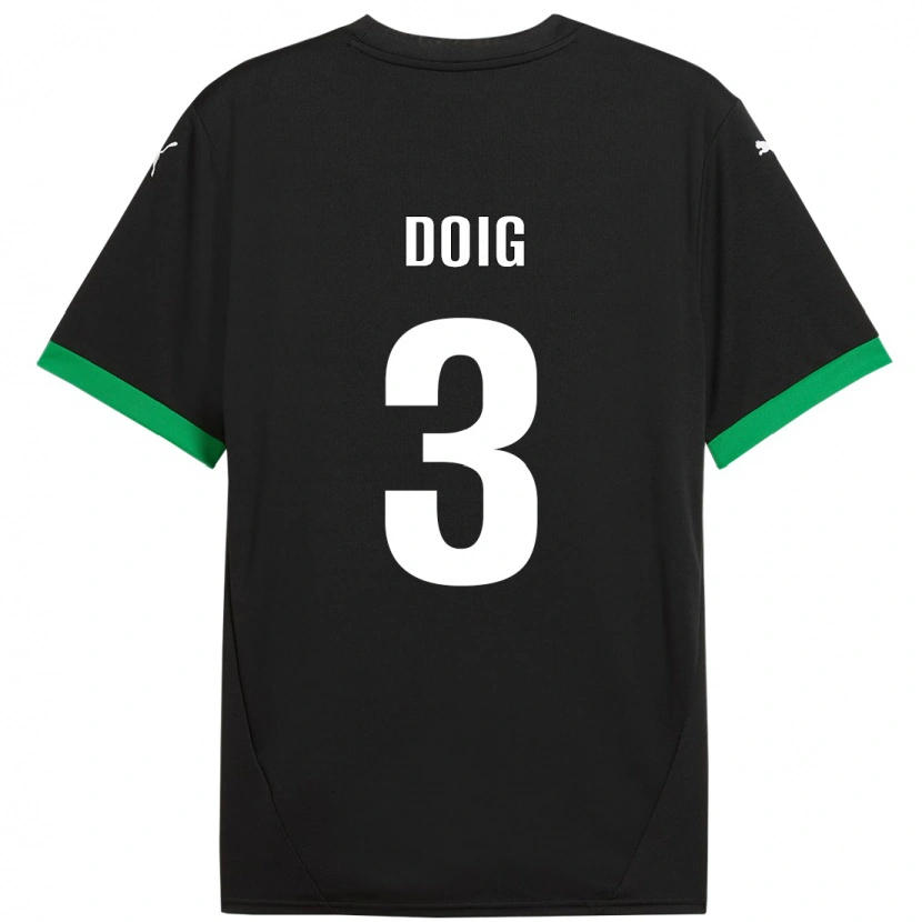 Danxen Kobiety Josh Doig #3 Czarny Ciemnozielony Domowa Koszulka 2024/25 Koszulki Klubowe