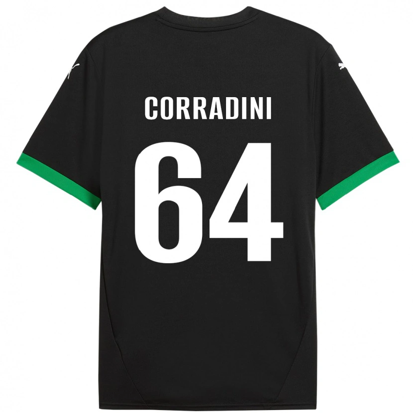 Danxen Kobiety Francesco Corradini #64 Czarny Ciemnozielony Domowa Koszulka 2024/25 Koszulki Klubowe
