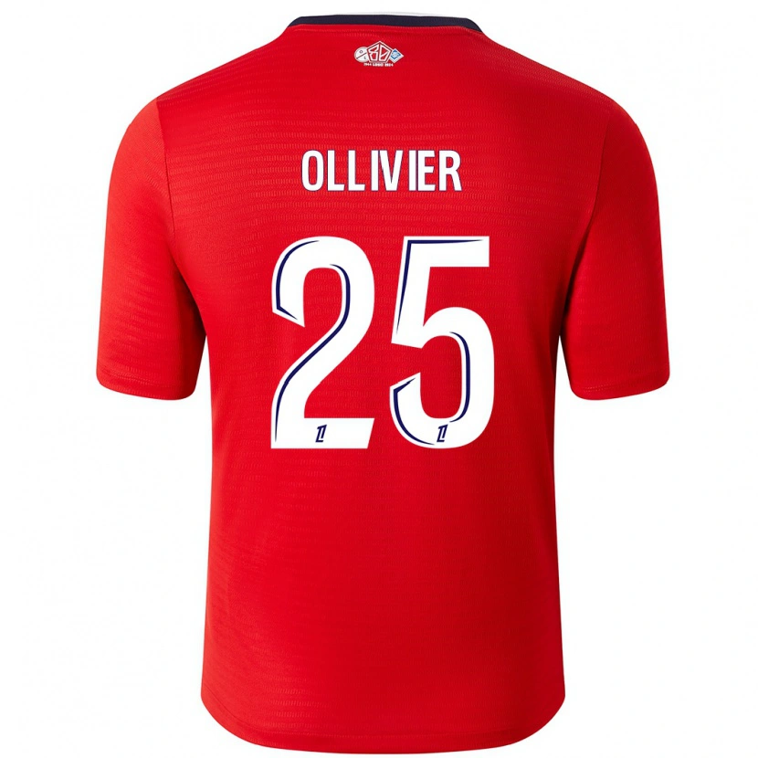 Danxen Kobiety Agathe Ollivier #25 Czerwony Biały Domowa Koszulka 2024/25 Koszulki Klubowe