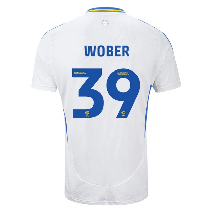 Danxen Kobiety Maximilian Wöber #39 Biały Niebieski Domowa Koszulka 2024/25 Koszulki Klubowe