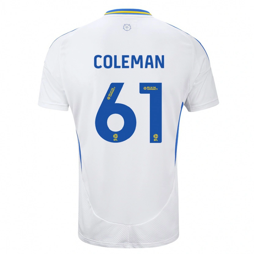 Danxen Kobiety Cian Coleman #61 Biały Niebieski Domowa Koszulka 2024/25 Koszulki Klubowe