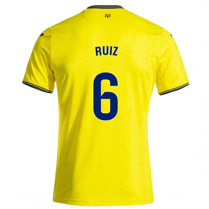 Danxen Kobiety Joan Ruiz #6 Żółty Czarny Domowa Koszulka 2024/25 Koszulki Klubowe