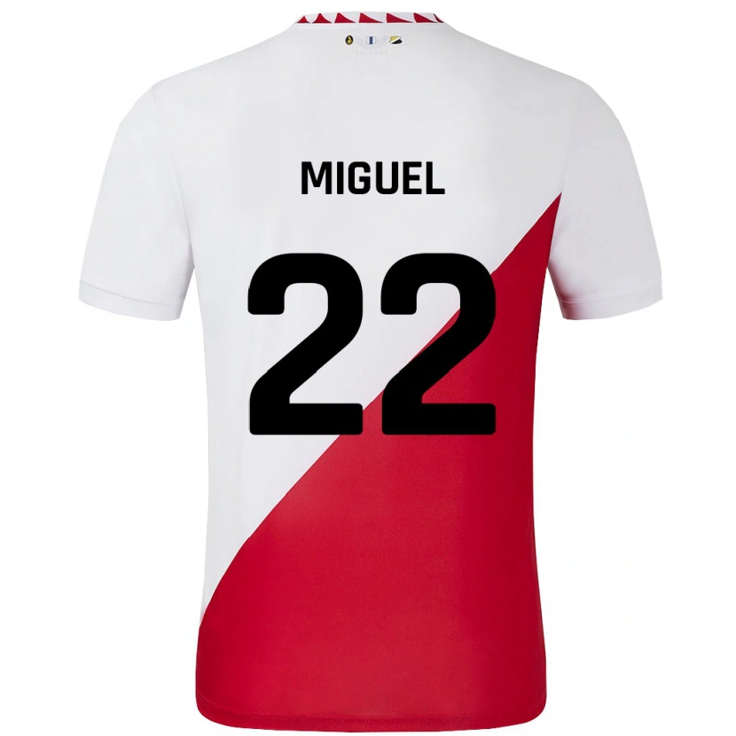 Danxen Kobiety Miguel Rodríguez #22 Biało-Czerwony Domowa Koszulka 2024/25 Koszulki Klubowe