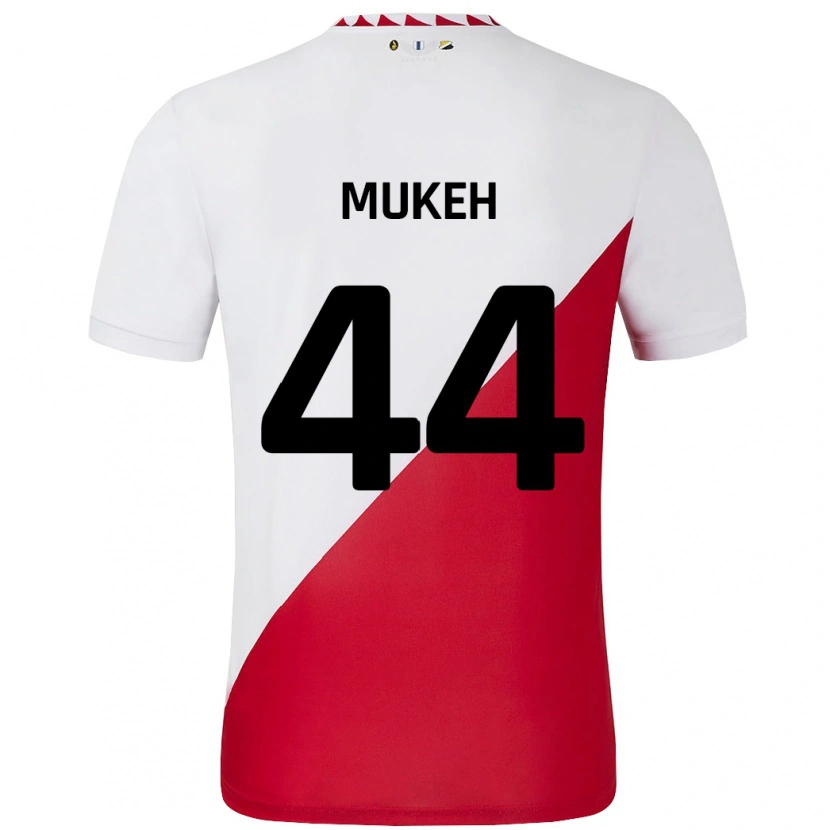 Danxen Kobiety Joshua Mukeh #44 Biało-Czerwony Domowa Koszulka 2024/25 Koszulki Klubowe