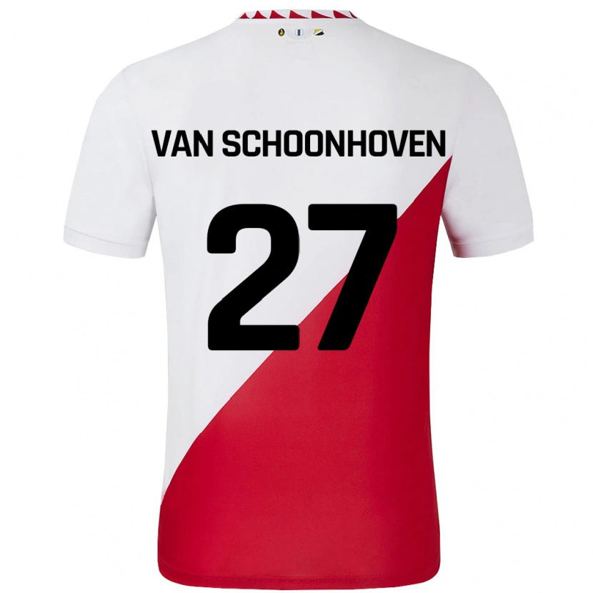 Danxen Kobiety Nurija Van Schoonhoven #27 Biało-Czerwony Domowa Koszulka 2024/25 Koszulki Klubowe