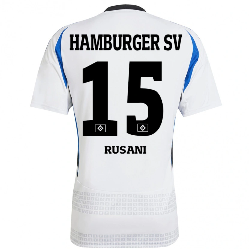 Danxen Kobiety Yasin Rusani #15 Biały Niebieski Domowa Koszulka 2024/25 Koszulki Klubowe