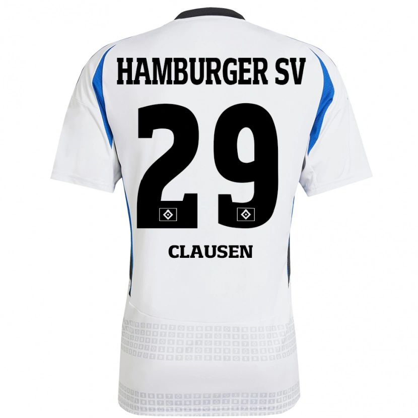 Danxen Kobiety Lina Clausen #29 Biały Niebieski Domowa Koszulka 2024/25 Koszulki Klubowe