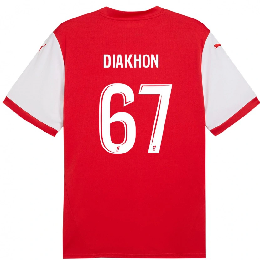 Danxen Kobiety Mamadou Diakhon #67 Czerwony Biały Domowa Koszulka 2024/25 Koszulki Klubowe