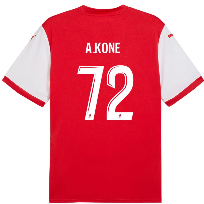 Danxen Kobiety Amadou Koné #72 Czerwony Biały Domowa Koszulka 2024/25 Koszulki Klubowe