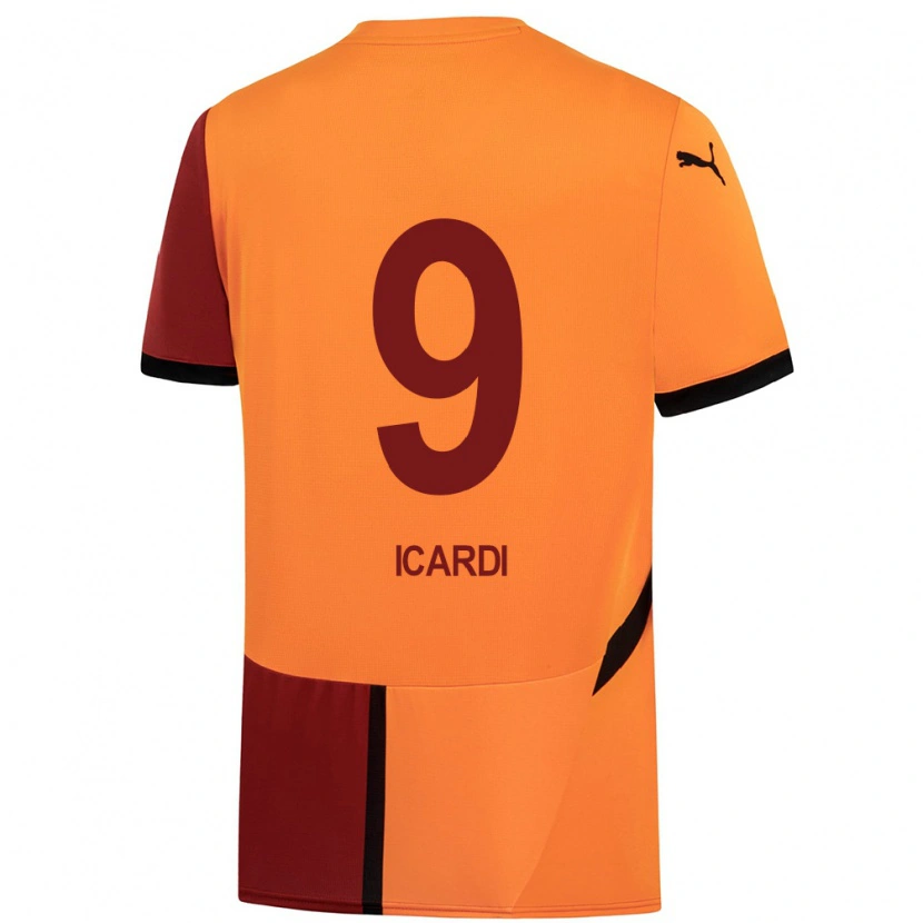 Danxen Kobiety Mauro Icardi #9 Żółty Czerwony Domowa Koszulka 2024/25 Koszulki Klubowe