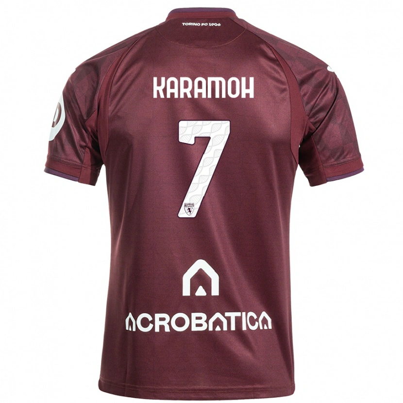 Danxen Kobiety Yann Karamoh #7 Bordowy Biały Domowa Koszulka 2024/25 Koszulki Klubowe