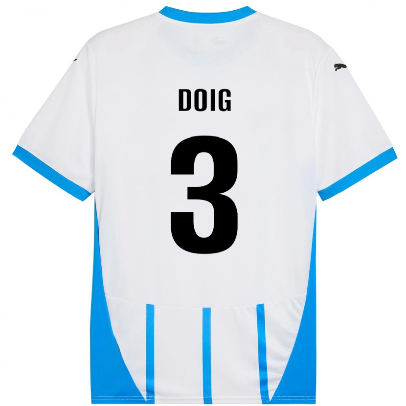 Danxen Kobiety Josh Doig #3 Biały Niebieski Wyjazdowa Koszulka 2024/25 Koszulki Klubowe