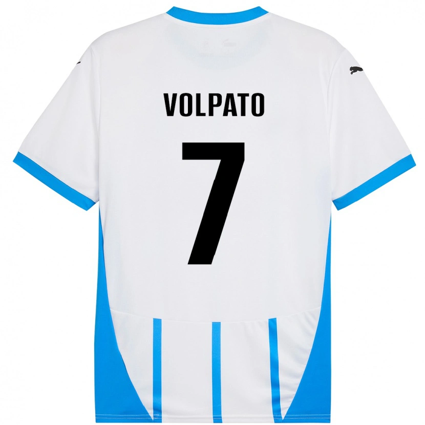 Danxen Kobiety Cristian Volpato #7 Biały Niebieski Wyjazdowa Koszulka 2024/25 Koszulki Klubowe
