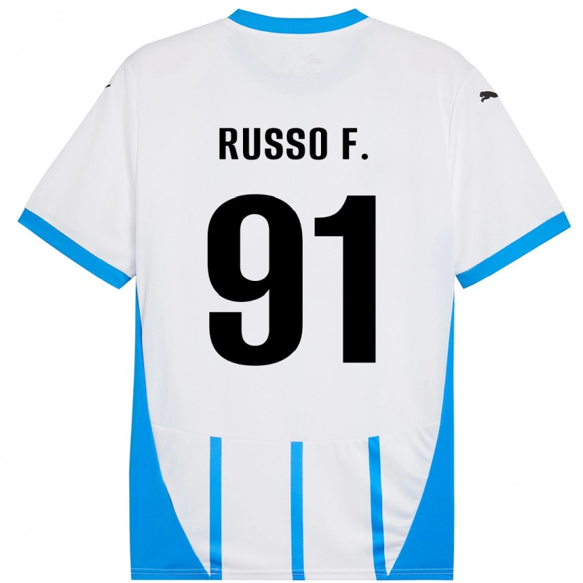 Danxen Kobiety Flavio Russo #91 Biały Niebieski Wyjazdowa Koszulka 2024/25 Koszulki Klubowe