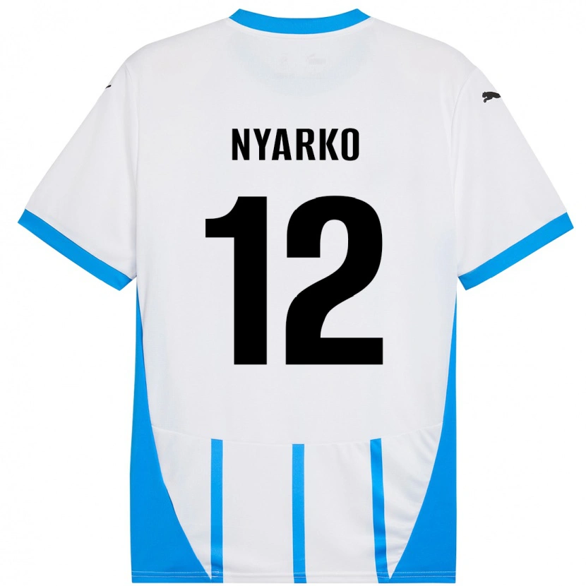 Danxen Kobiety Lorenzo Nyarko #12 Biały Niebieski Wyjazdowa Koszulka 2024/25 Koszulki Klubowe