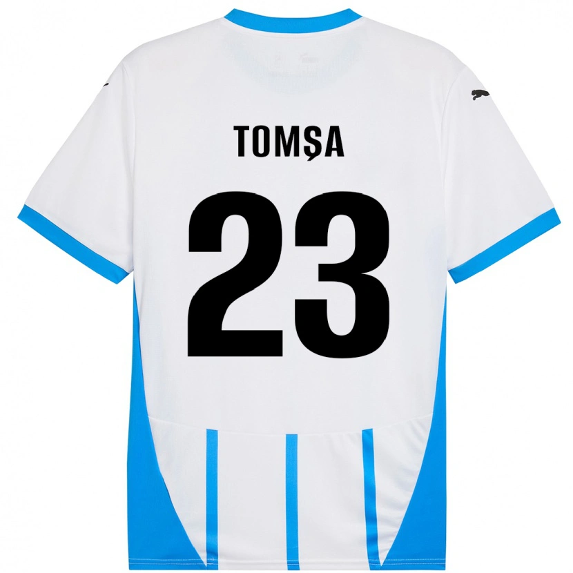 Danxen Kobiety Troy Tomșa #23 Biały Niebieski Wyjazdowa Koszulka 2024/25 Koszulki Klubowe
