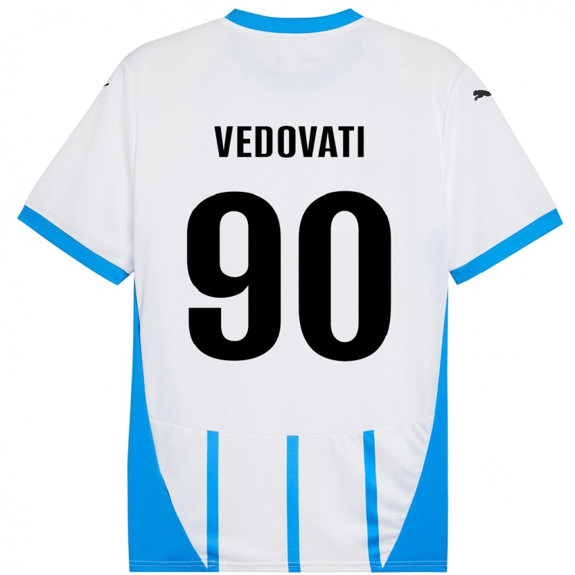 Danxen Kobiety Gabriele Vedovati #90 Biały Niebieski Wyjazdowa Koszulka 2024/25 Koszulki Klubowe