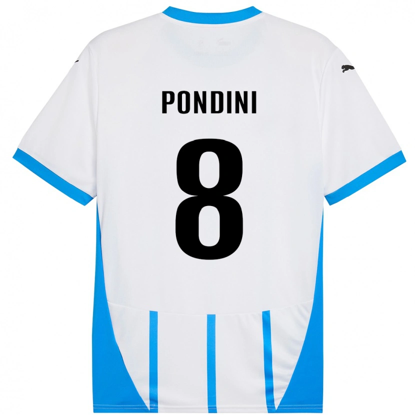 Danxen Kobiety Giada Pondini #8 Biały Niebieski Wyjazdowa Koszulka 2024/25 Koszulki Klubowe
