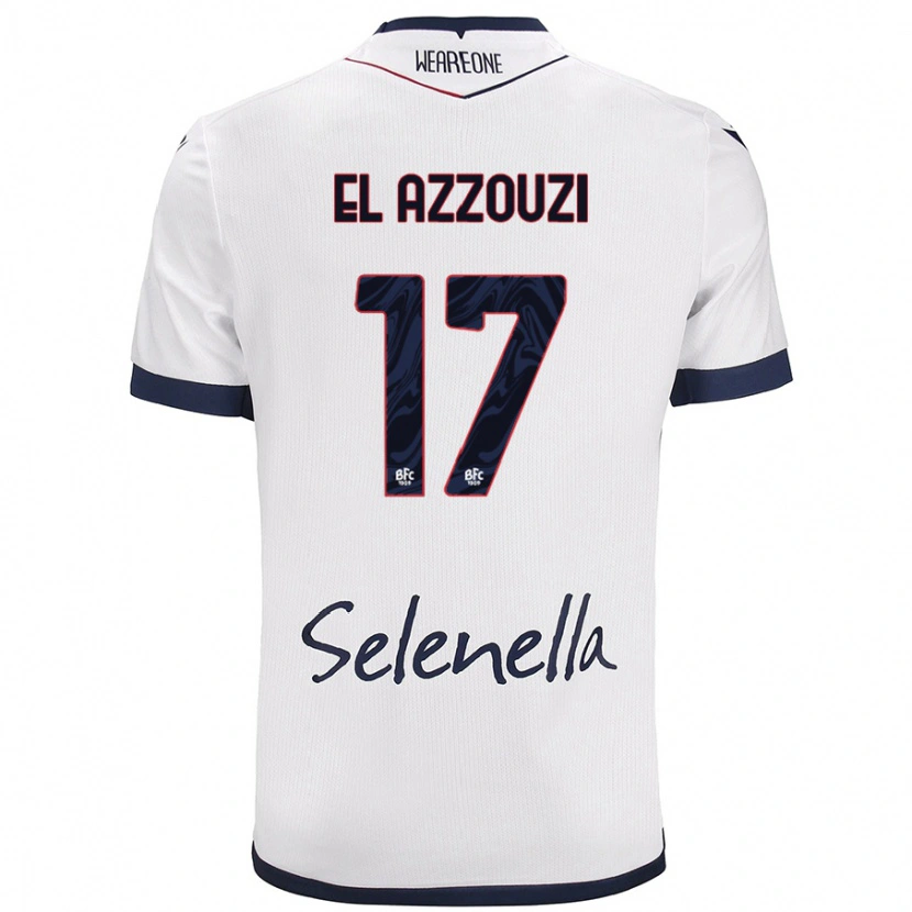 Danxen Kobiety Oussama El Azzouzi #17 Biały Królewski Niebieski Wyjazdowa Koszulka 2024/25 Koszulki Klubowe