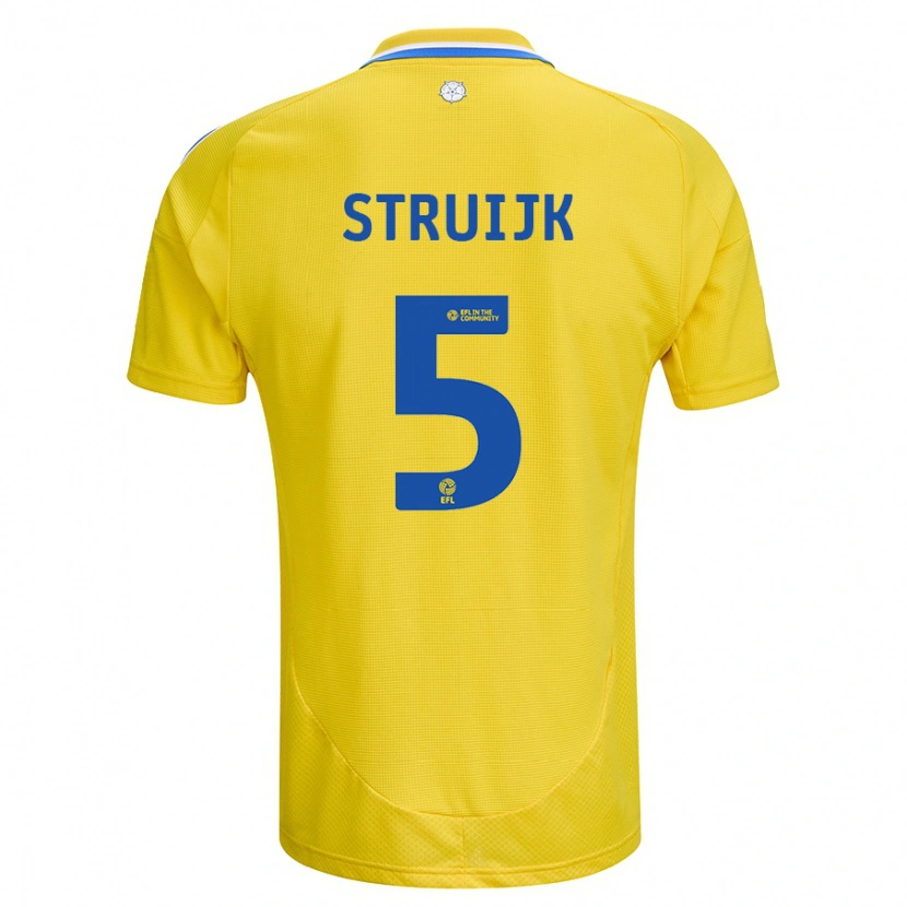 Danxen Kobiety Pascal Struijk #5 Żółty Niebieski Wyjazdowa Koszulka 2024/25 Koszulki Klubowe