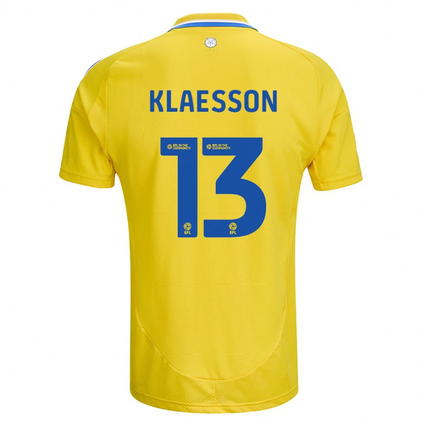 Danxen Kobiety Kristoffer Klaesson #13 Żółty Niebieski Wyjazdowa Koszulka 2024/25 Koszulki Klubowe