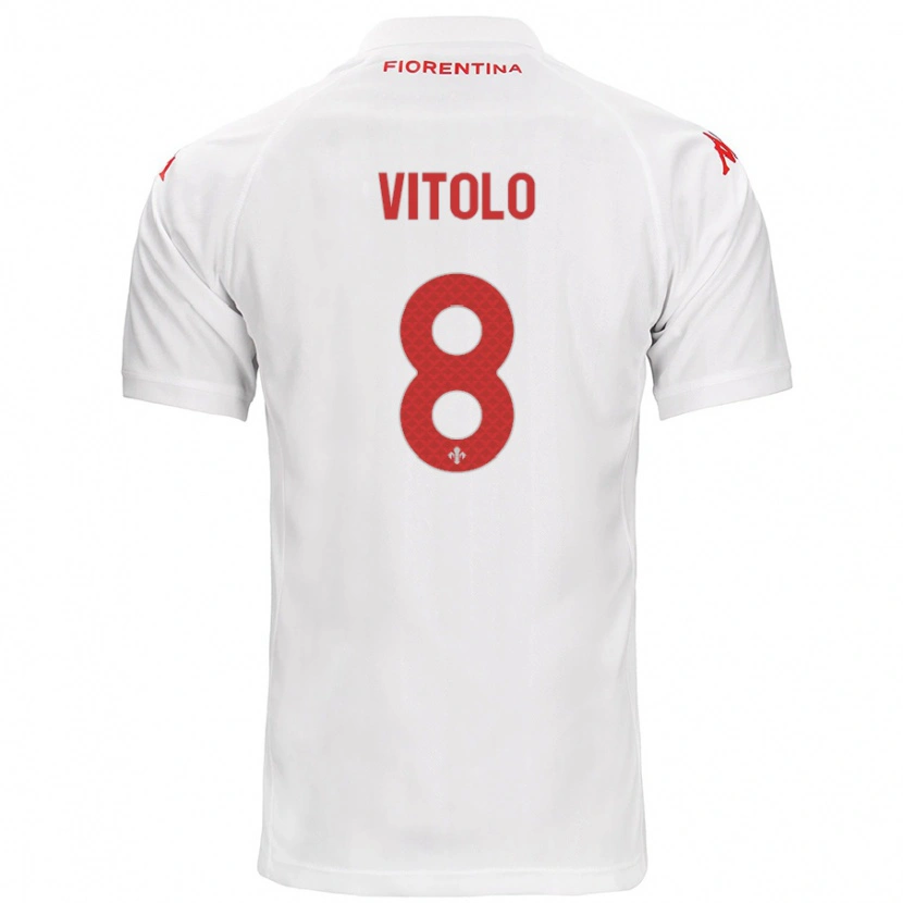 Danxen Kobiety Federico Vitolo #8 Biały Wyjazdowa Koszulka 2024/25 Koszulki Klubowe