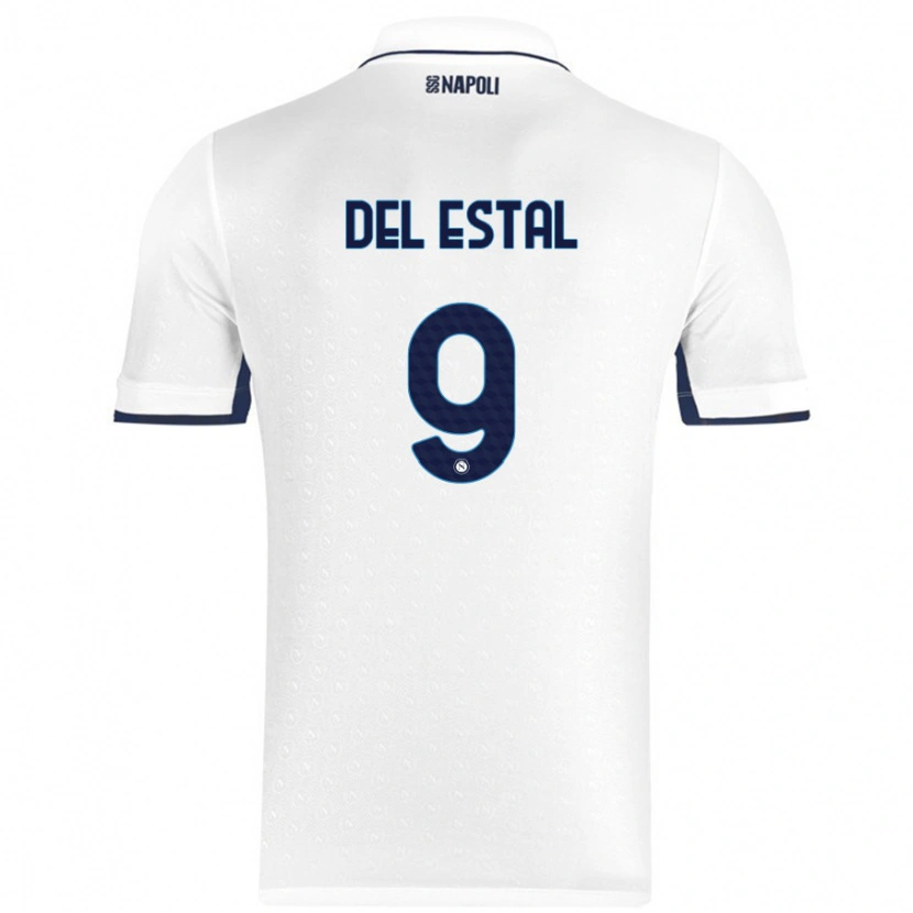 Danxen Kobiety Eli Del Estal #9 Biały Królewski Niebieski Wyjazdowa Koszulka 2024/25 Koszulki Klubowe