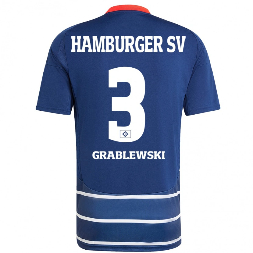 Danxen Kobiety Max Grablewski #3 Ciemnoniebieski Wyjazdowa Koszulka 2024/25 Koszulki Klubowe