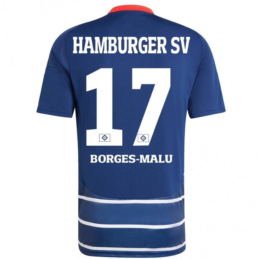 Danxen Kobiety Louis Borges-Malu #17 Ciemnoniebieski Wyjazdowa Koszulka 2024/25 Koszulki Klubowe