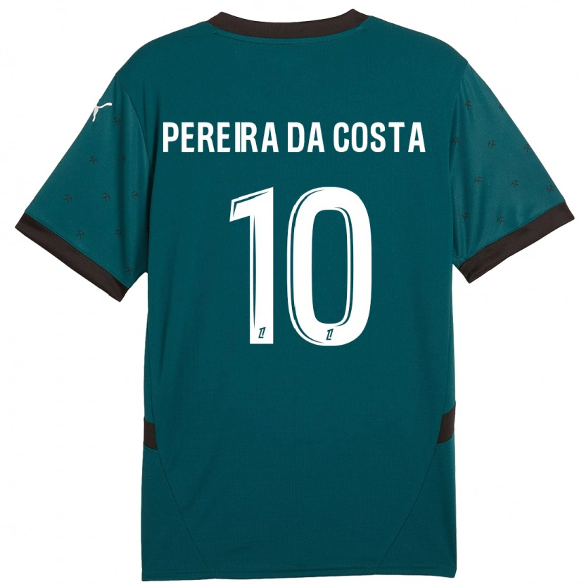 Danxen Kobiety David Pereira Da Costa #10 Ciemnozielony Wyjazdowa Koszulka 2024/25 Koszulki Klubowe