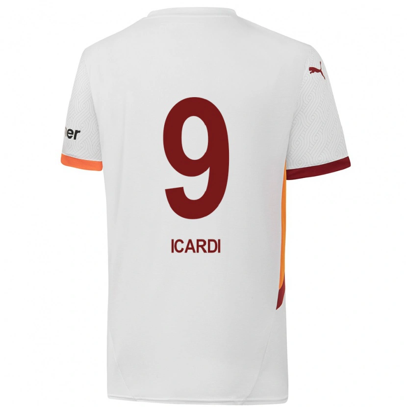 Danxen Kobiety Mauro Icardi #9 Biały Żółty Czerwony Wyjazdowa Koszulka 2024/25 Koszulki Klubowe