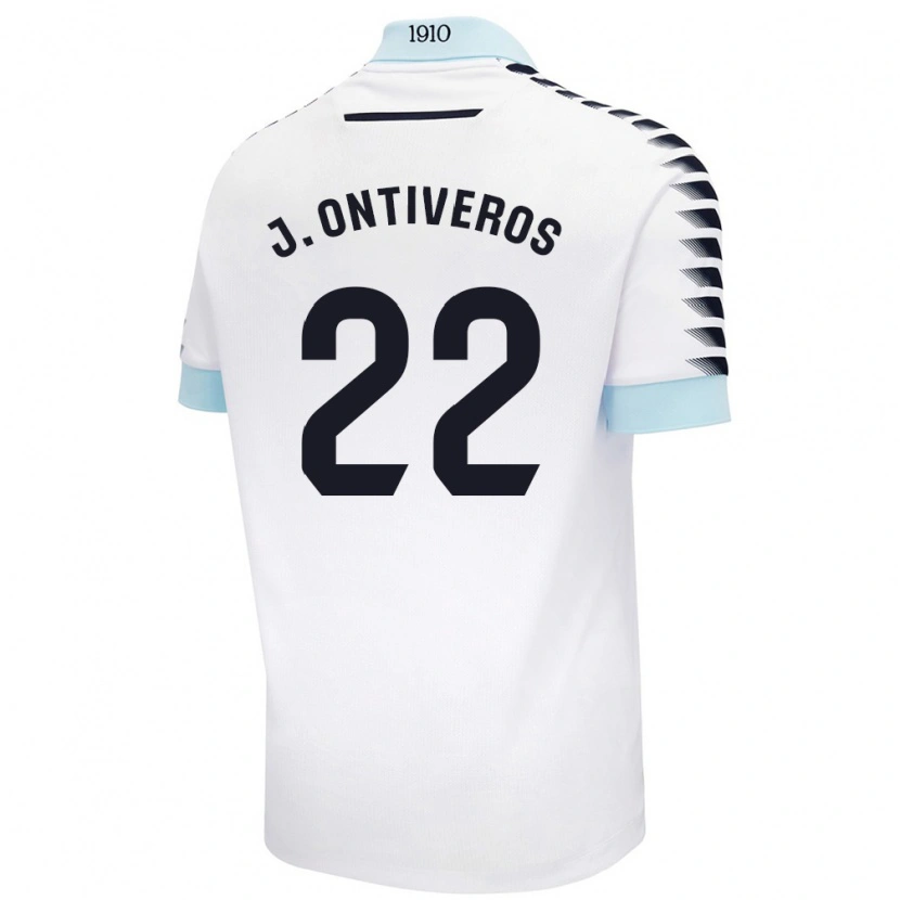 Danxen Kobiety Javi Ontiveros #22 Biały Niebieski Wyjazdowa Koszulka 2024/25 Koszulki Klubowe