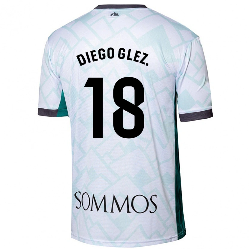 Danxen Kobiety Diego González #18 Biały Zielony Wyjazdowa Koszulka 2024/25 Koszulki Klubowe