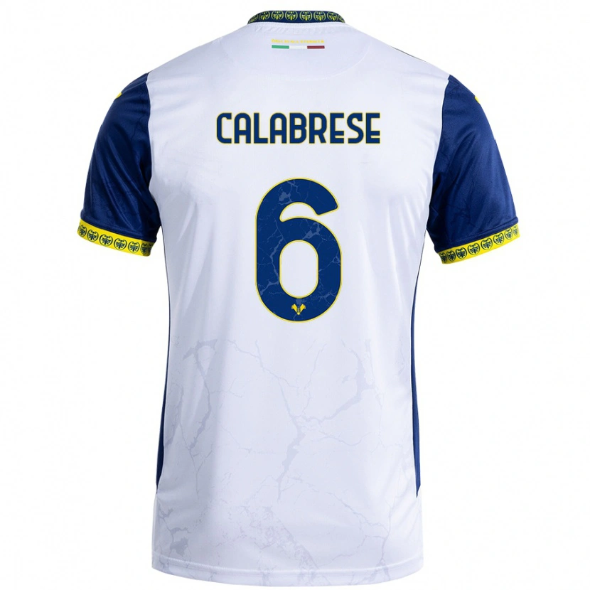 Danxen Kobiety Nicolò Calabrese #6 Biały Niebieski Wyjazdowa Koszulka 2024/25 Koszulki Klubowe
