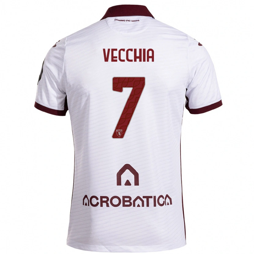 Danxen Kobiety Marco Dalla Vecchia #7 Biały Kasztanowy Wyjazdowa Koszulka 2024/25 Koszulki Klubowe